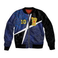 Custom Scottish Football Bomber Jacket Lion and Tartan Patchwork Pattern
