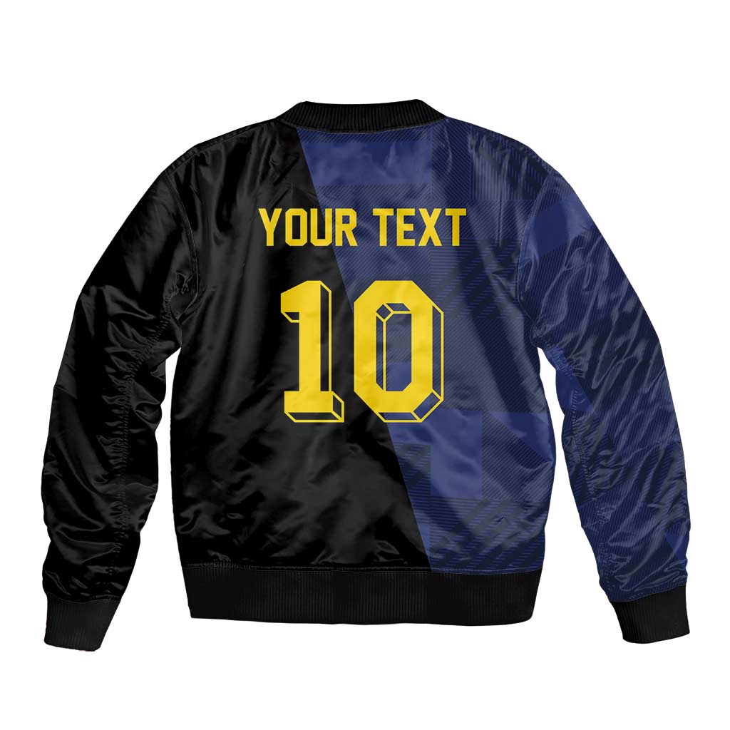 Custom Scottish Football Bomber Jacket Lion and Tartan Patchwork Pattern
