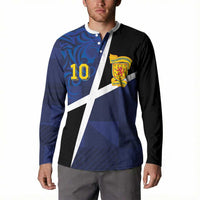 Custom Scottish Football Button Sweatshirt Lion and Tartan Patchwork Pattern