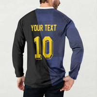 Custom Scottish Football Button Sweatshirt Lion and Tartan Patchwork Pattern