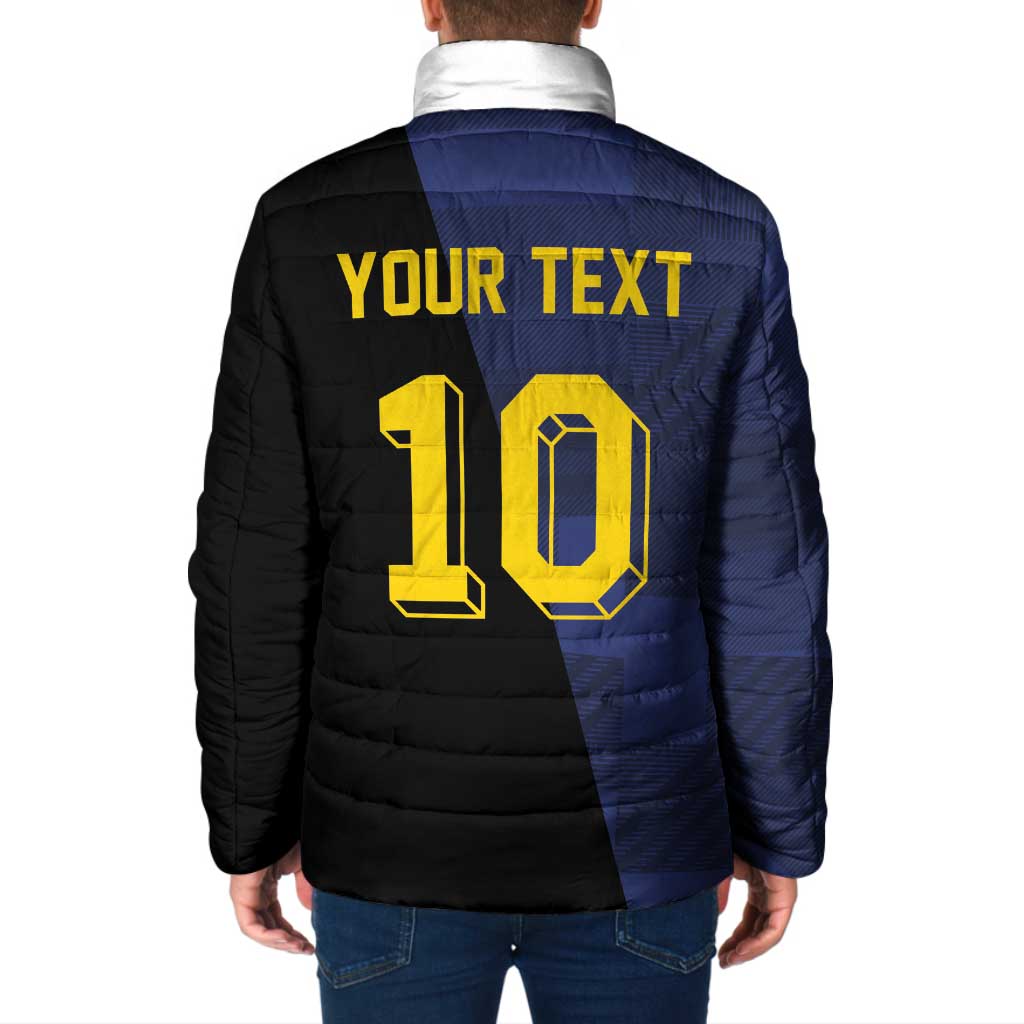 Custom Scottish Football Padded Jacket Lion and Tartan Patchwork Pattern