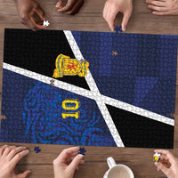 Custom Scottish Football Puzzle Lion and Tartan Patchwork Pattern