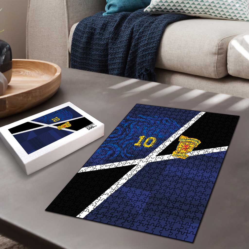 Custom Scottish Football Puzzle Lion and Tartan Patchwork Pattern
