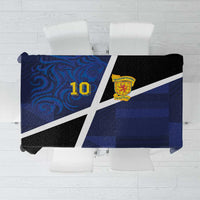 Custom Scottish Football Tablecloth Lion and Tartan Patchwork Pattern