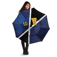 Custom Scottish Football Umbrella Lion and Tartan Patchwork Pattern