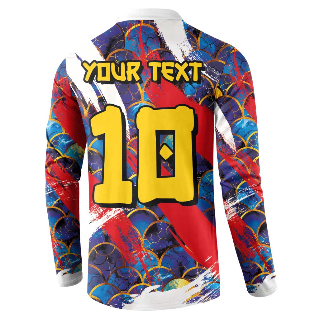 Men's Japan button sweatshirt with 'YOUR TEXT' and large 19 back graphic