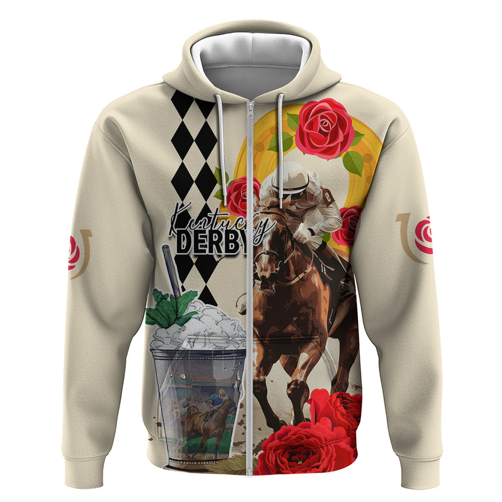 Kentucky Horse Racing 150th Anniversary Zip Hoodie Mint Julep and Horseshoe Roses - Wonder Print Shop