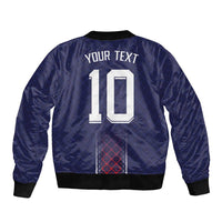 Custom Midnight Navy Football Sleeve Zip Bomber Jacket Paris Architectural Heritage Style - Wonder Print Shop