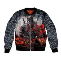 Viking Valhalla Bomber Jacket Norseman and Burning Battlefield - Wonder Print Shop