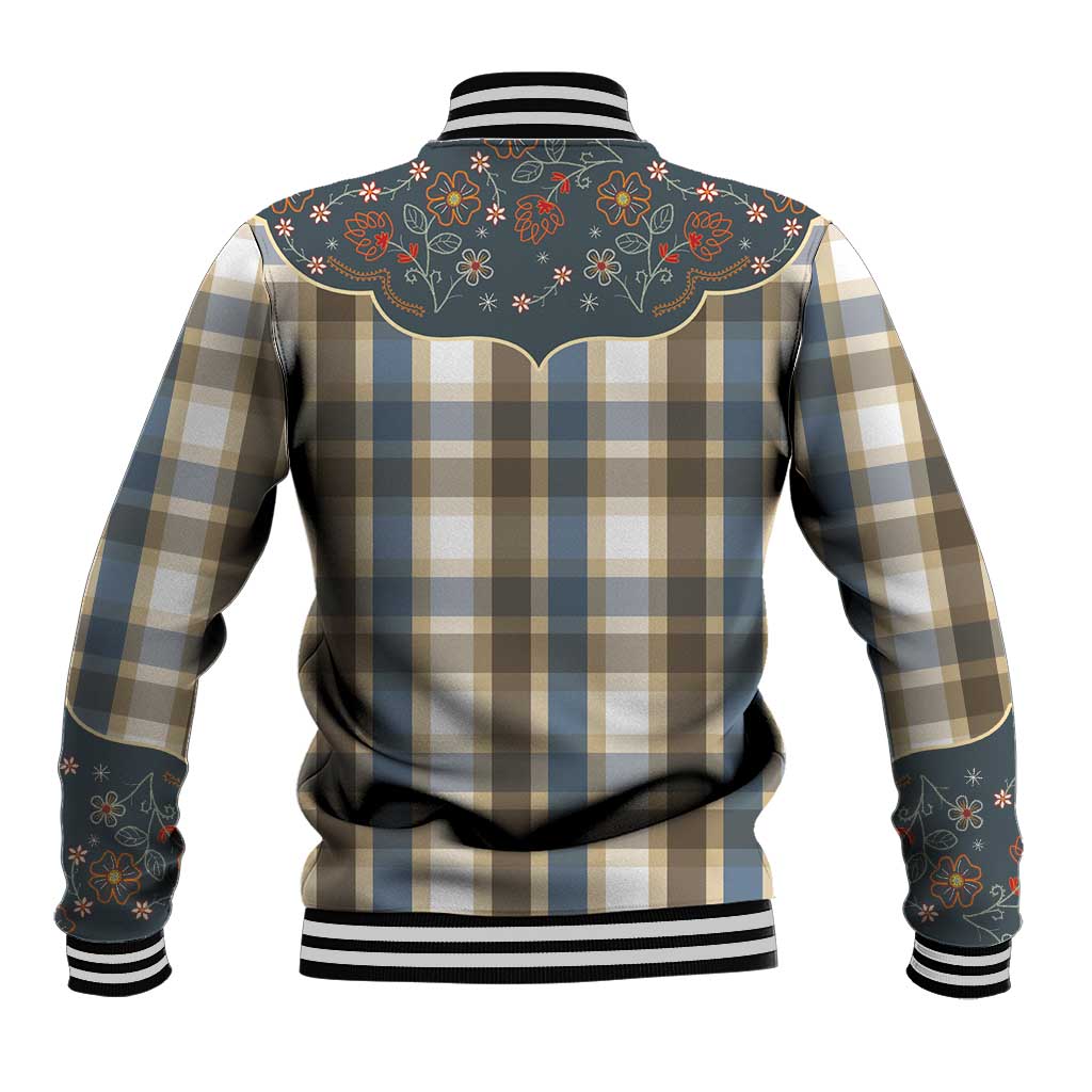 Vintage Western Flowers Yoke Shirt Style Baseball Jacket Gingham - Wonder Print Shop