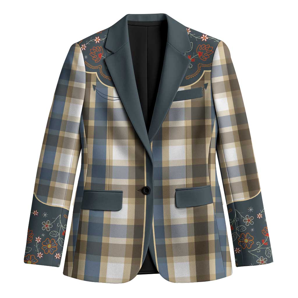 Vintage Western Flowers Yoke Shirt Style Blazer Gingham - Wonder Print Shop