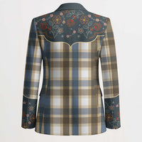 Vintage Western Flowers Yoke Shirt Style Blazer Gingham - Wonder Print Shop