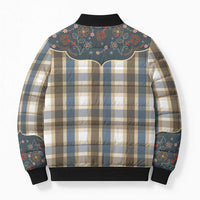 Vintage Western Flowers Yoke Shirt Style Bomber Puffer Jacket Gingham - Wonder Print Shop
