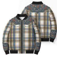 Vintage Western Flowers Yoke Shirt Style Bomber Puffer Jacket Gingham - Wonder Print Shop
