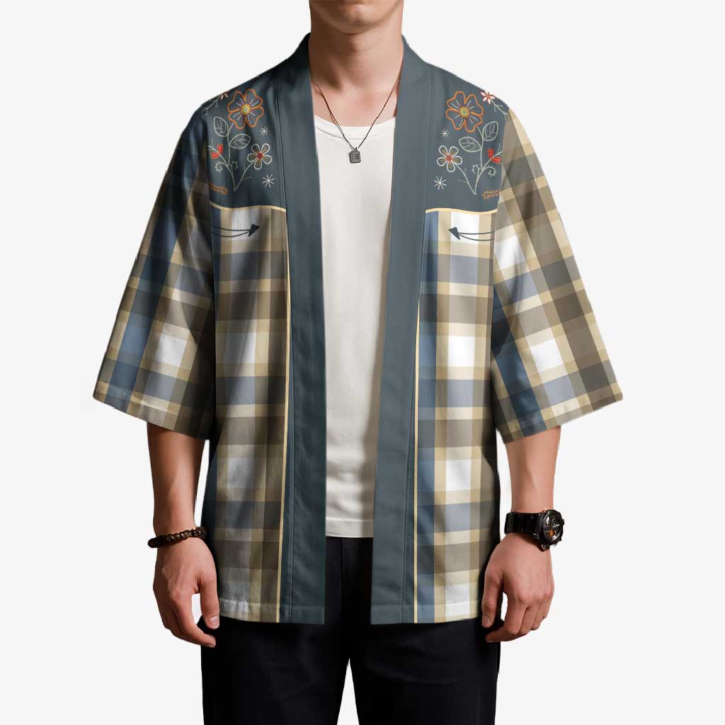 Vintage Western Flowers Yoke Shirt Style Kimono Gingham - Wonder Print Shop