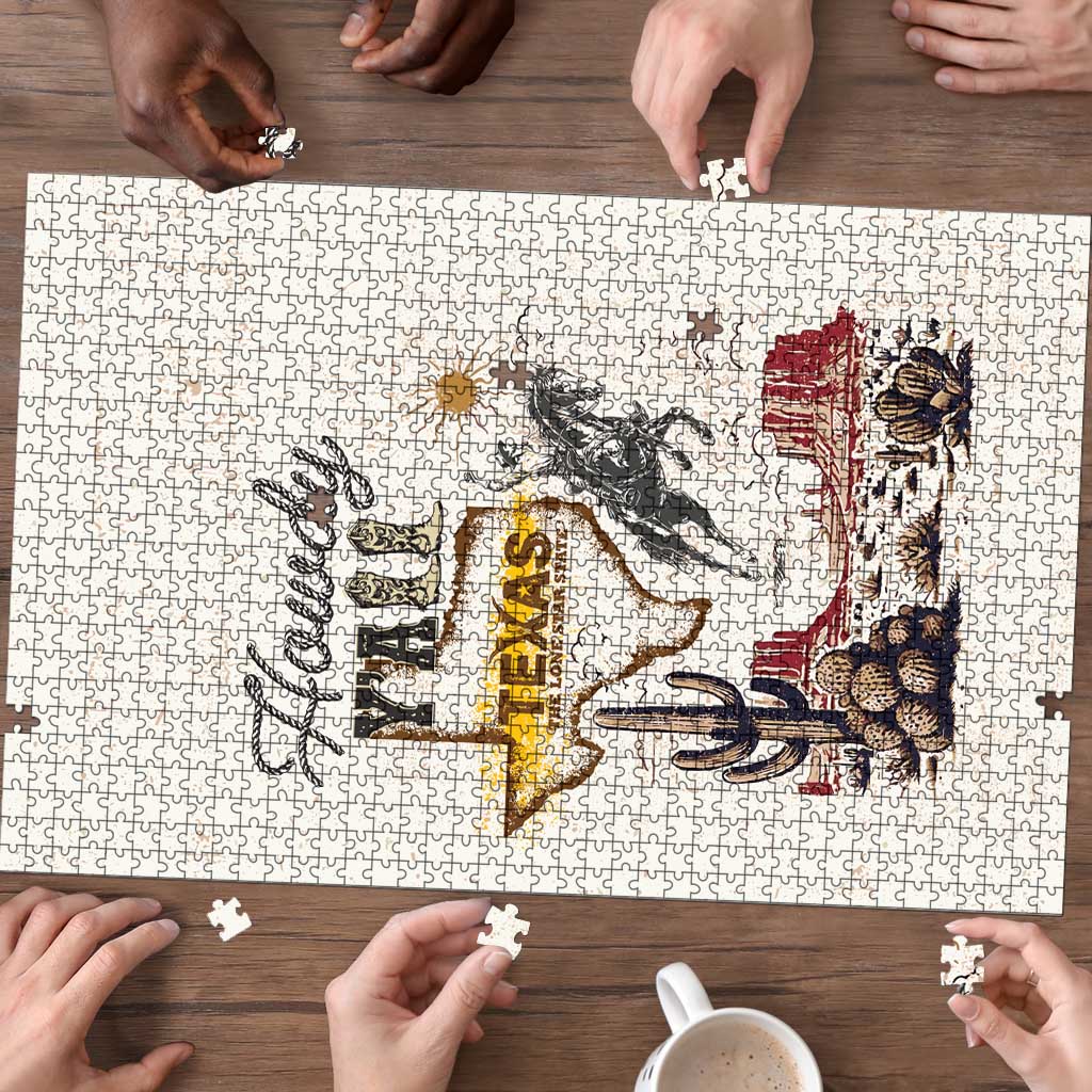 Texas Heritage Vintage Style Puzzle Howdy Y’all and Lone Star State - Wonder Print Shop