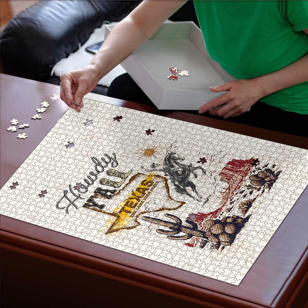 Texas Heritage Vintage Style Puzzle Howdy Y’all and Lone Star State - Wonder Print Shop