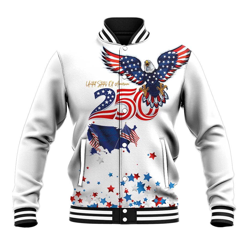 250 Years of American Freedom Baseball Jacket Flag Bald Eagle and Map