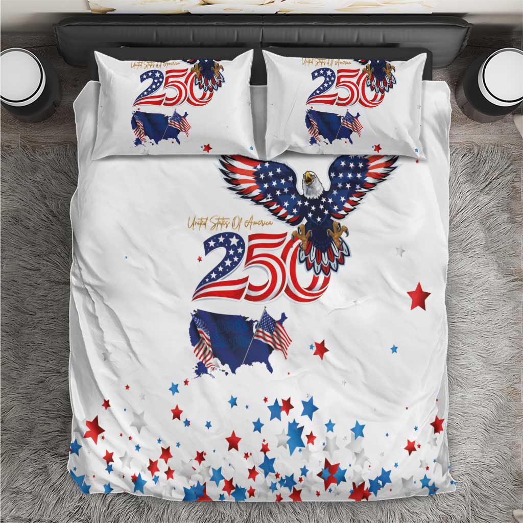 250 Years of American Freedom Bedding Set Flag Bald Eagle and Map