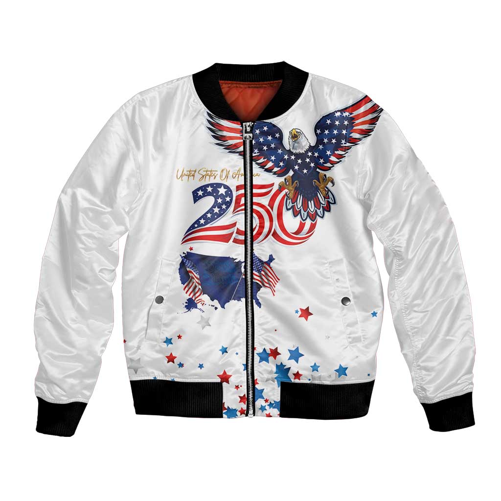 250 Years of American Freedom Bomber Jacket Flag Bald Eagle and Map