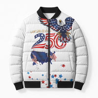 250 Years of American Freedom Bomber Puffer Jacket Flag Bald Eagle and Map