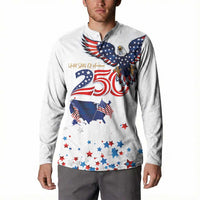 250 Years of American Freedom Button Sweatshirt Flag Bald Eagle and Map