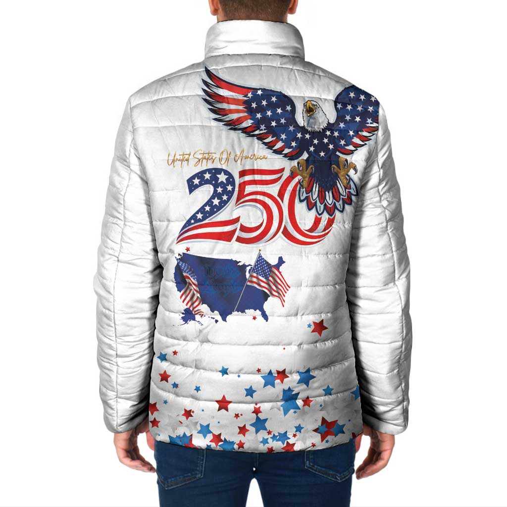 250 Years of American Freedom Padded Jacket Flag Bald Eagle and Map