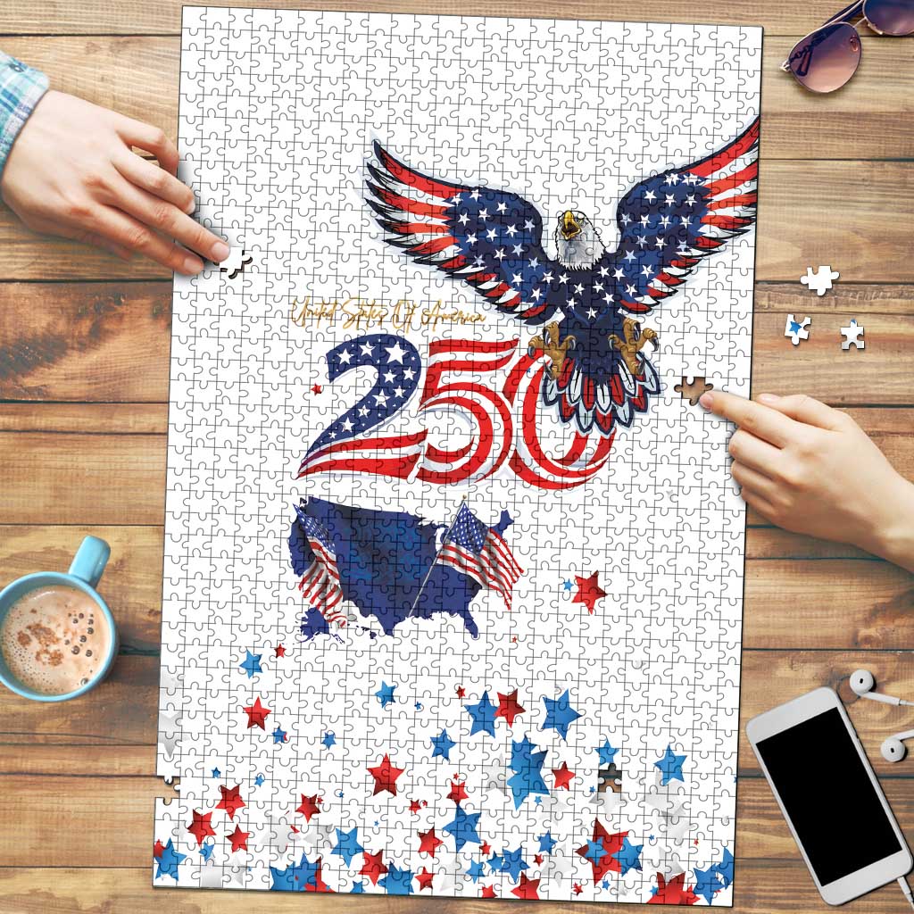250 Years of American Freedom Puzzle Flag Bald Eagle and Map