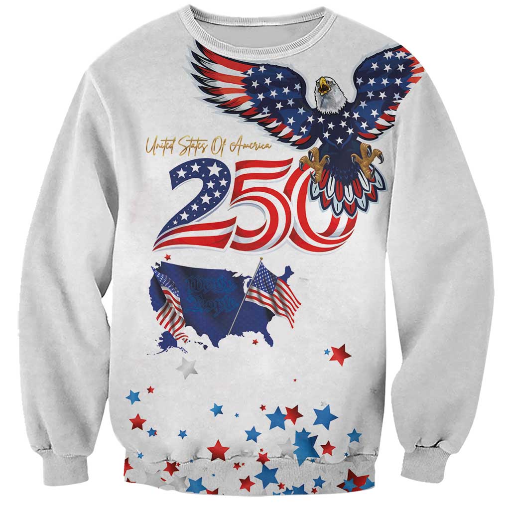 250 Years of American Freedom Sweatshirt Flag Bald Eagle and Map