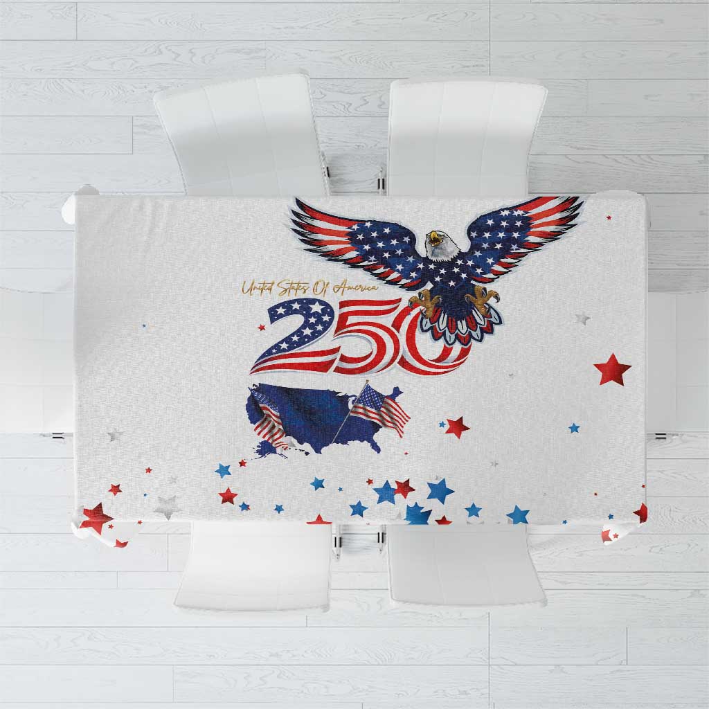 250 Years of American Freedom Tablecloth Flag Bald Eagle and Map