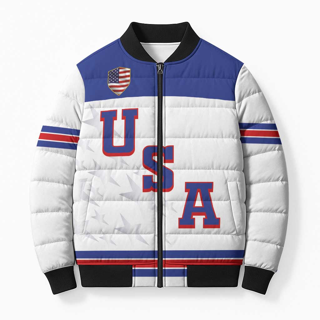 USA Ice Hockey Custom Bomber Puffer Jacket Sporty Style