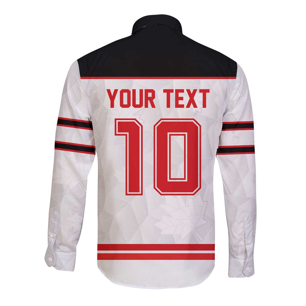 Canada Ice Hockey Custom Long Sleeve Button Shirt Maple Leaves Sport
