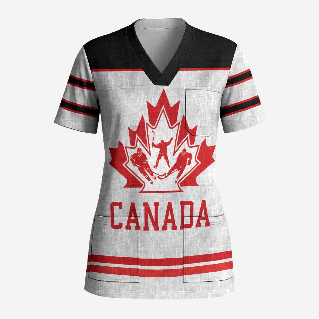 Canada Ice Hockey Custom Scrub Top Maple Leaves Sport