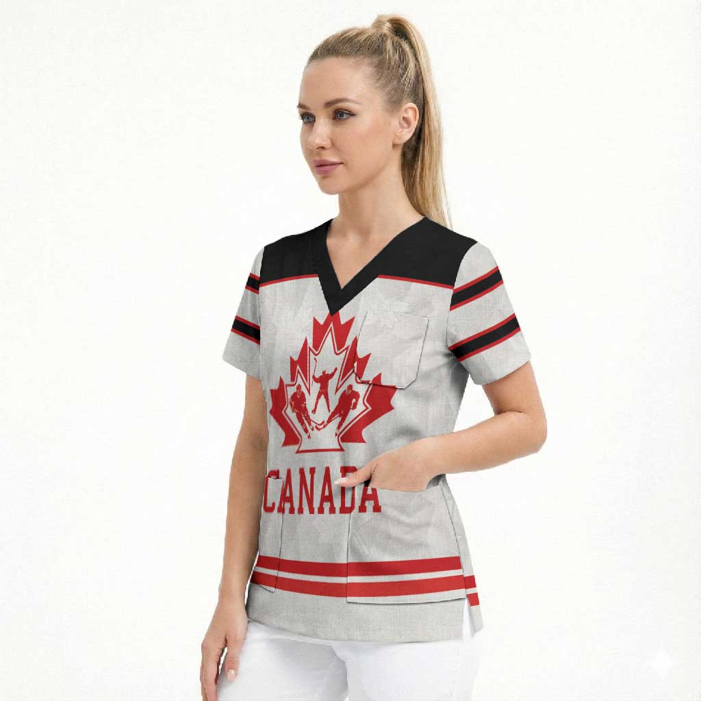 Canada Ice Hockey Custom Scrub Top Maple Leaves Sport