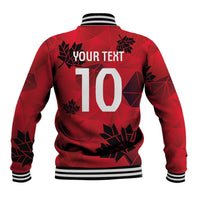 Custom Canada Football Baseball Jacket Maple Leaves Geometric Style