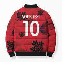 Custom Canada Football Bomber Puffer Jacket Maple Leaves Geometric Style