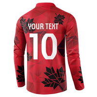 Custom Canada Football Button Sweatshirt Maple Leaves Geometric Style