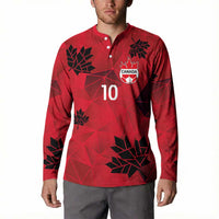 Custom Canada Football Button Sweatshirt Maple Leaves Geometric Style