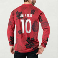 Custom Canada Football Button Sweatshirt Maple Leaves Geometric Style