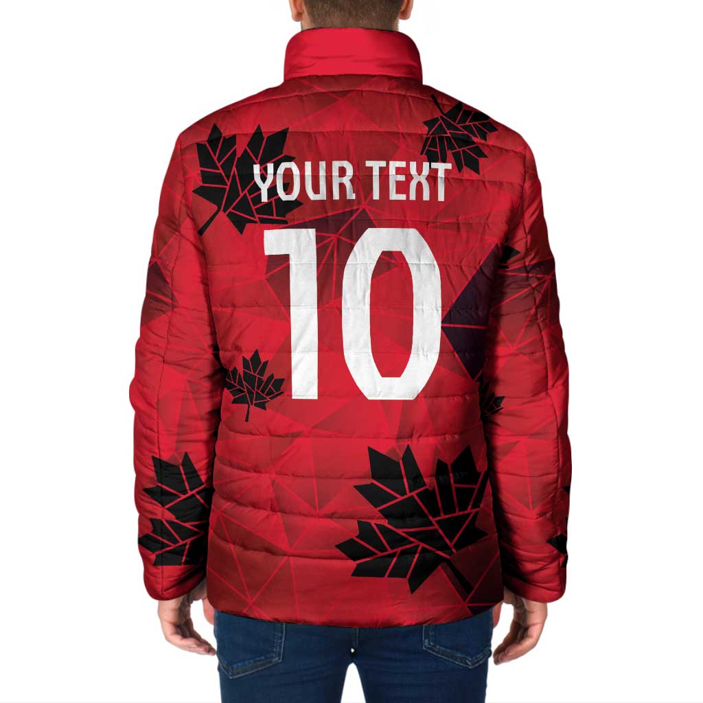 Custom Canada Football Padded Jacket Maple Leaves Geometric Style