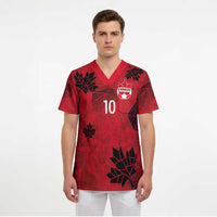 Custom Canada Football Scrub Top Maple Leaves Geometric Style
