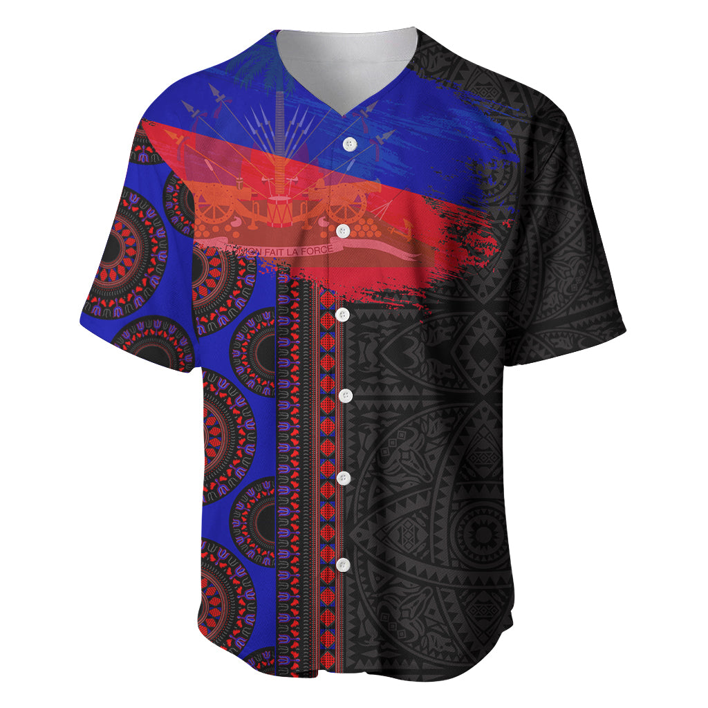 Haiti Flag Day African Seamless Pattern Baseball Jersey - Wonder Print Shop