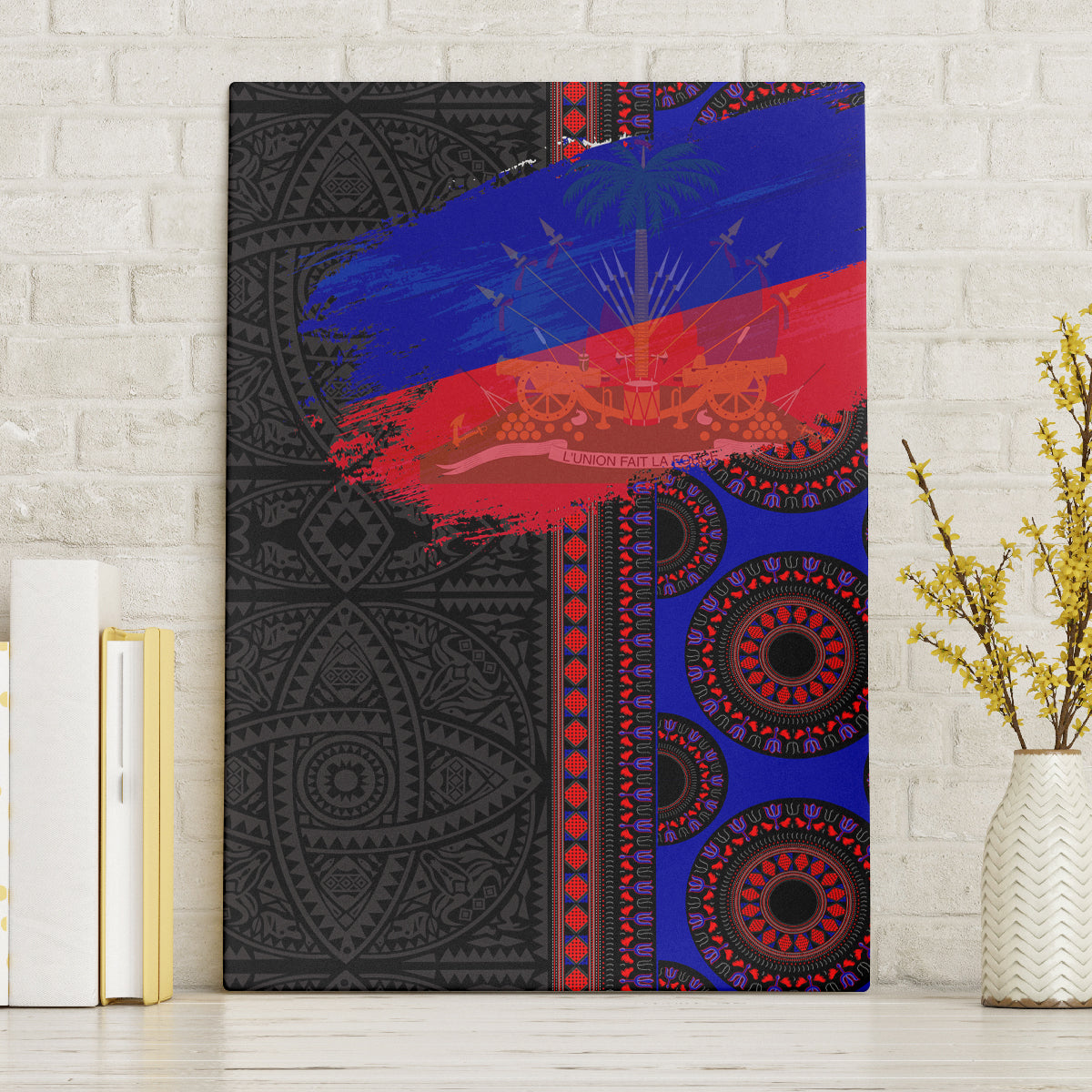 Haiti Flag Day African Seamless Pattern Canvas Wall Art - Wonder Print Shop