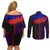 Haiti Flag Day African Seamless Pattern Couples Matching Off Shoulder Short Dress and Long Sleeve Button Shirt - Wonder Print Shop