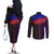 Haiti Flag Day African Seamless Pattern Couples Matching Off The Shoulder Long Sleeve Dress and Long Sleeve Button Shirt