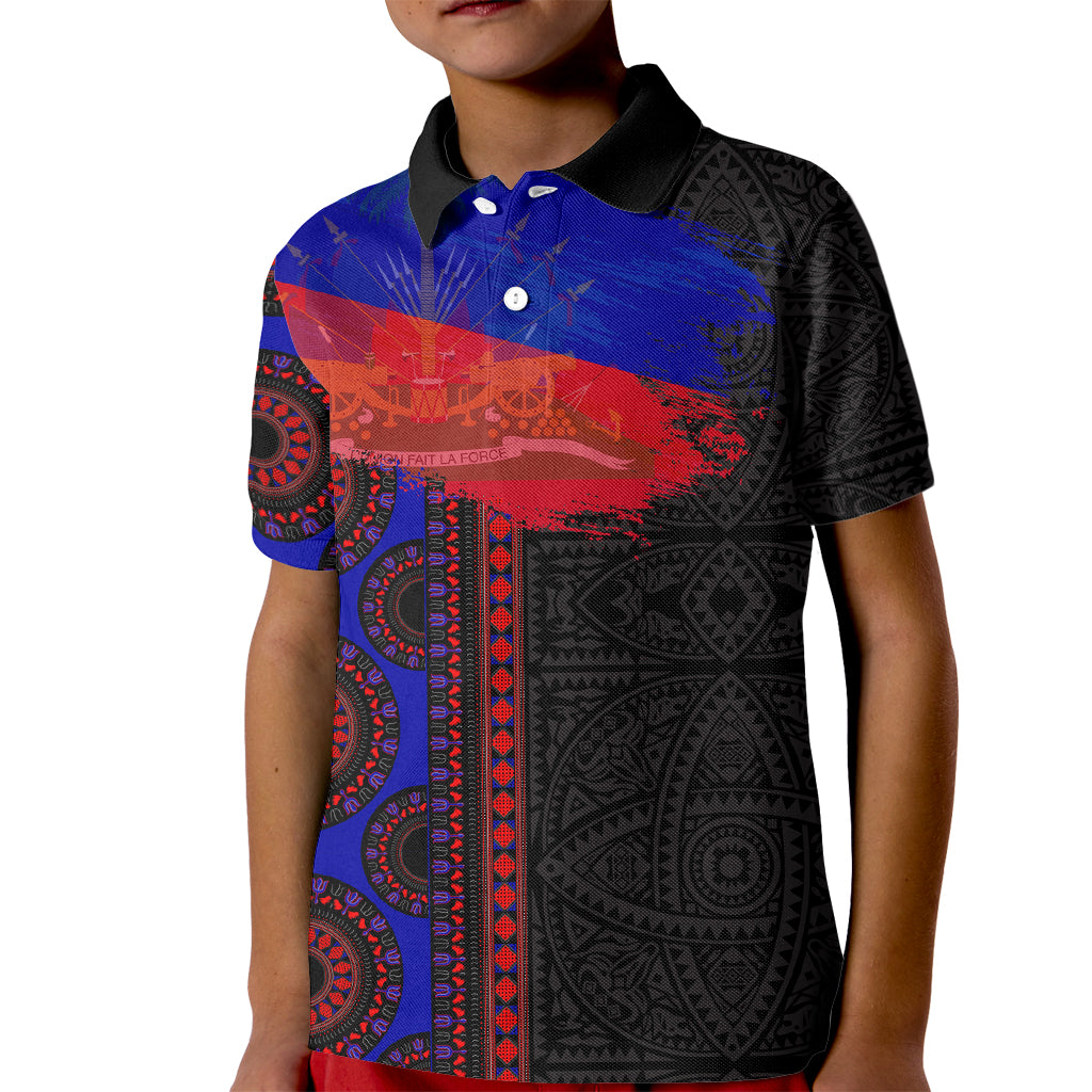 Haiti Flag Day African Seamless Pattern Kid Polo Shirt - Wonder Print Shop