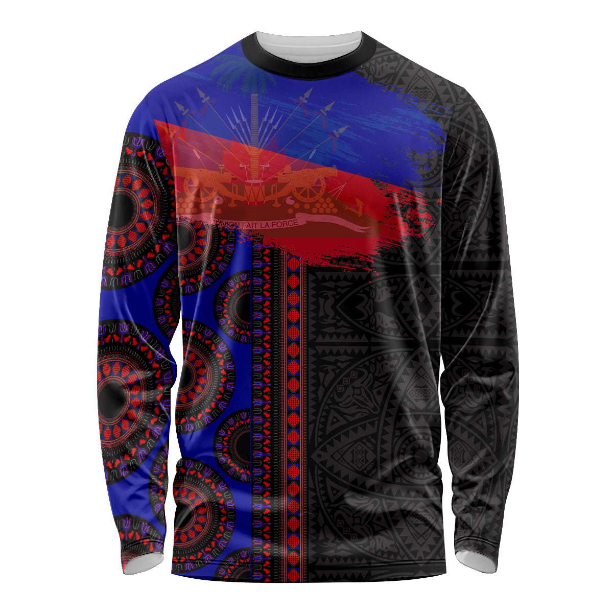 Haiti Flag Day African Seamless Pattern Long Sleeve Shirt - Wonder Print Shop