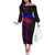 Haiti Flag Day African Seamless Pattern Off The Shoulder Long Sleeve Dress - Wonder Print Shop