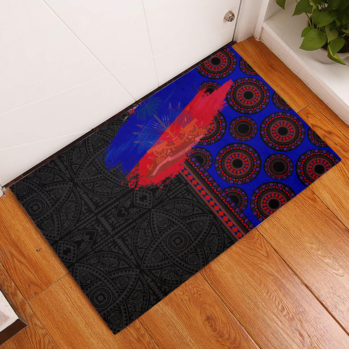 Haiti Flag Day African Seamless Pattern Rubber Doormat - Wonder Print Shop