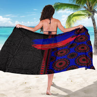 Black and blue red African seamless sarong with circular medallion print